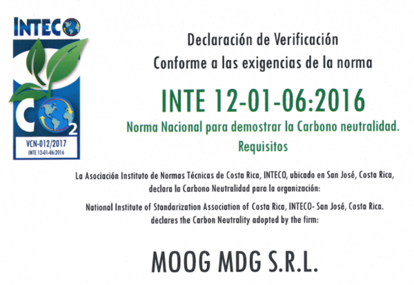 Declaración de Carbono neutralidad de Mood Medical, por INTECO